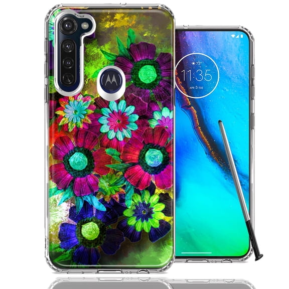 MUNDAZE For Motorola Moto G Stylus Colorful Daisies Design Double Layer Phone Case Cover