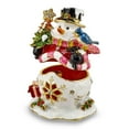 thumbnail image 2 of Bejeweled Pewter Multi Color Finish HOLLY JOLLY Snowman Trinket Box, 2 of 4