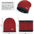 thumbnail image 3 of Men Women Winter Beanie Hat Scarf Set Warm Knit Hat Thick Fleece Lined Winter Cap Neck Warmer,Red, 3 of 8