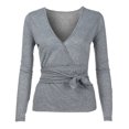 thumbnail image 3 of Puntoco Blusa túnica de manga larga con cuello en V para mujer, talla grande Puntoco Puntoco-122, 3 of 8