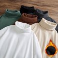 thumbnail image 6 of comerut Winter Base Top Turtleneck Solid Color Long Sleeves Knitted Pullover Keep Warm Double Collar Elastic Anti-pilling Men Base T-shirt for Daily Wear, 6 of 8