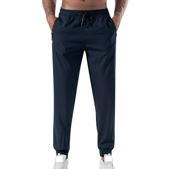 Stamzod Sweatpants for Men Fashion Solid Color Casual Loose Elastic Waist Straight Jogging Pants Spring and Fall Outdoor Athletic Work Pants for Men with Pocket Blue XS