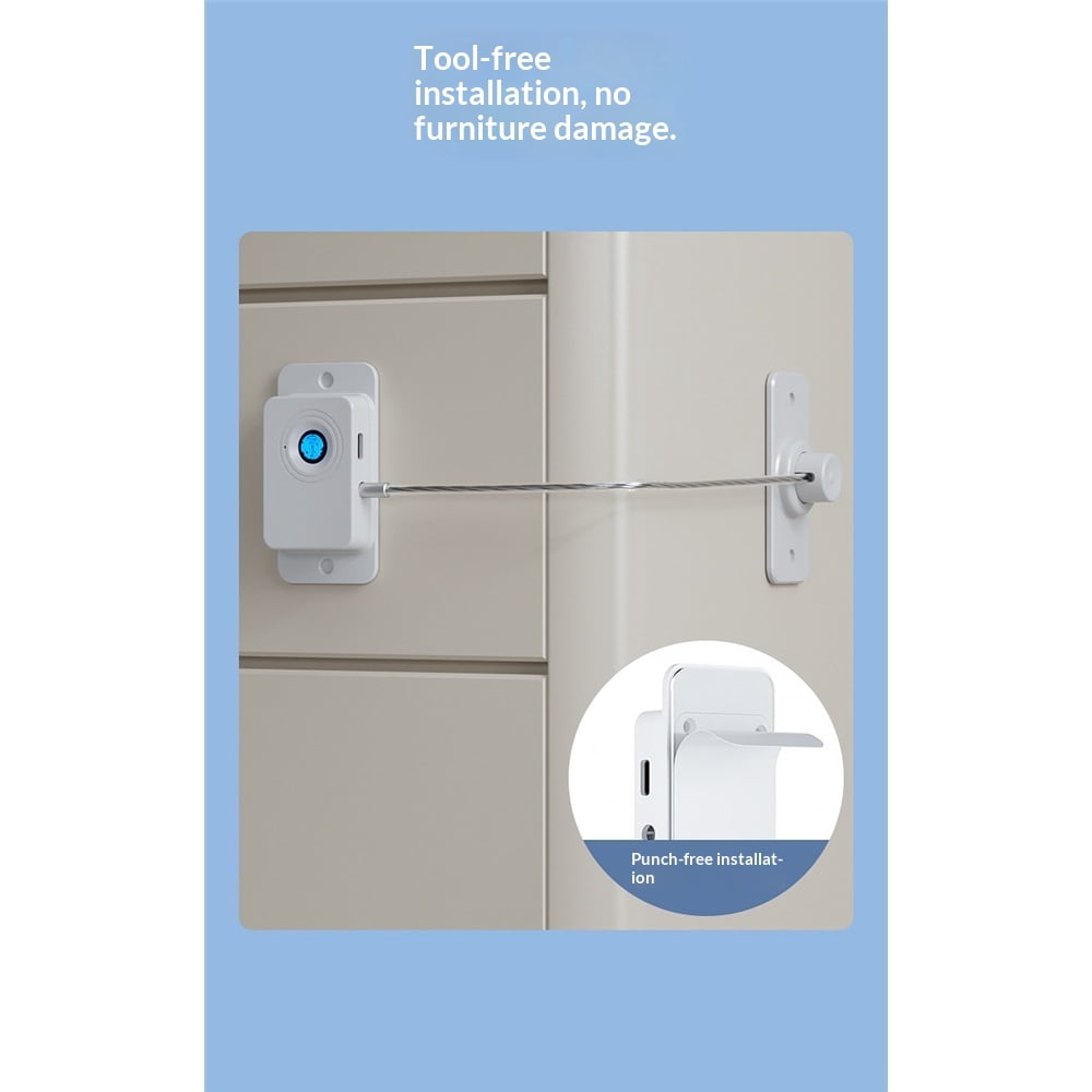 Fingerprint Fridge Lock - Child & Pet Proof Security for Drawers, Cabinets, Ovens, Toilet | Smart Biometric& | Easy Install | Quick Unlock (White, 1 Pcs)