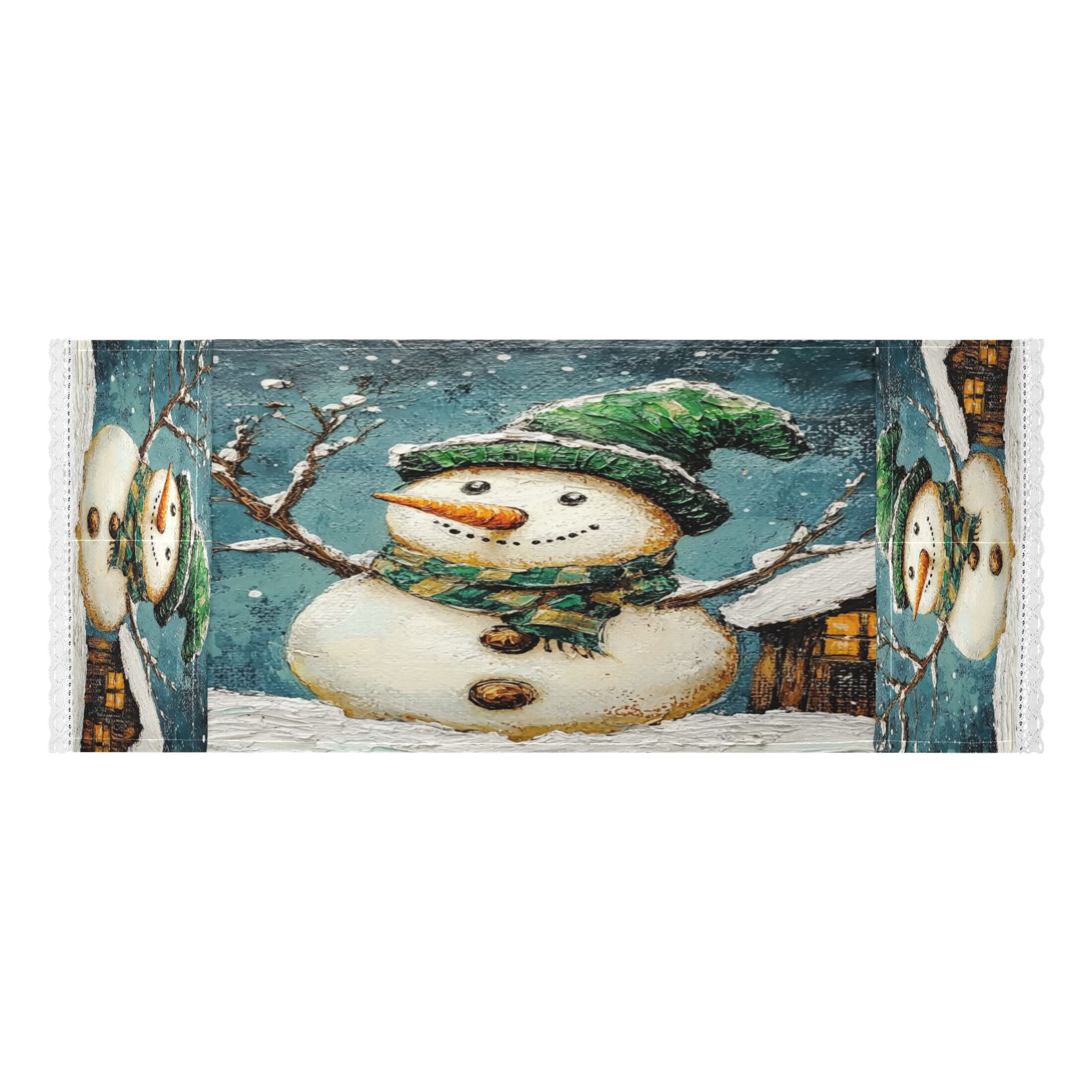 Winter SnowmanWasher and Dryer Covers Dust-Proof and Oil Resistant Fridge Cover with 4 Storage Pockets Washing Machine Top Cover for Laundry Kitchen Home 51.2 x 22 In