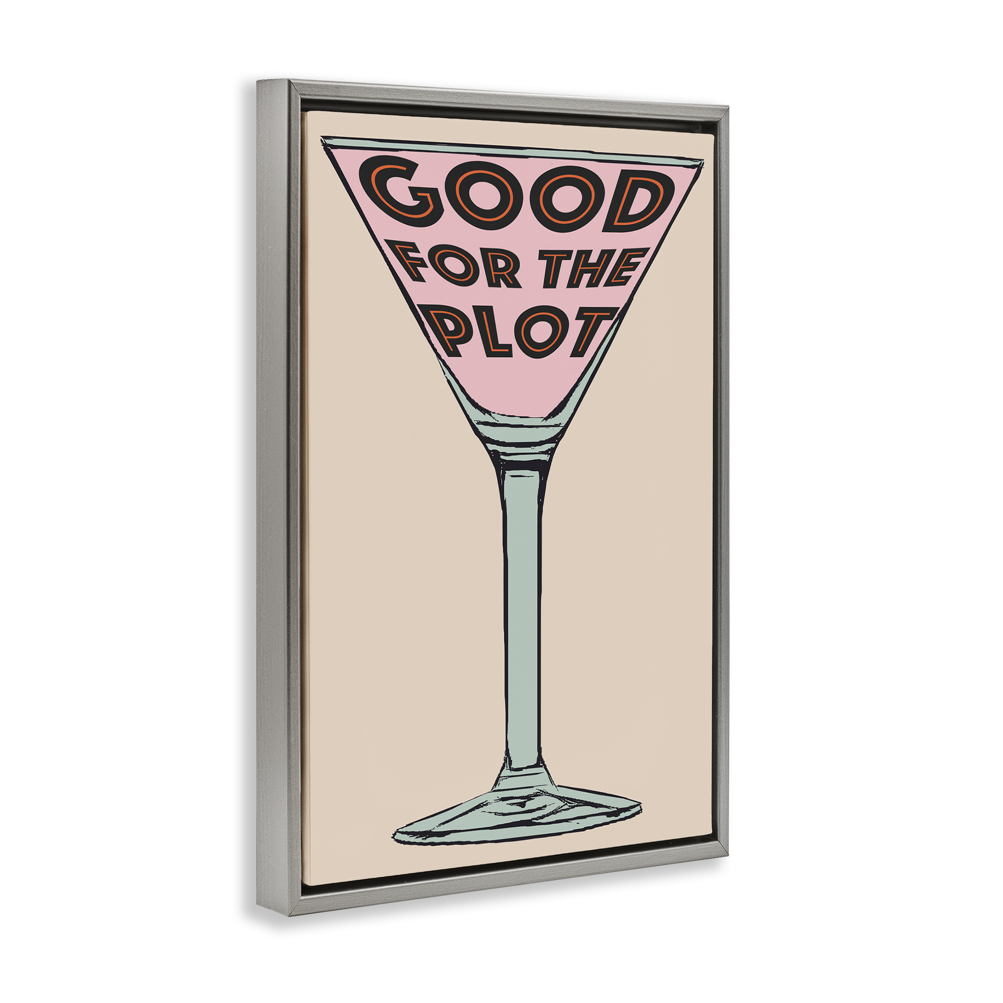 Stupell Industries Good For The Plot Cocktail Food & Beverage Painting Gray Floater Framed Canvas Art Print Wall Art, 21 x 31