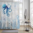 thumbnail image 4 of Retro Oceans Shower Curtains for Bathroom, Watercolor Beige Blue Octopus Starfish Seaweed Washable Fabric Shower Curtain with Hooks Waterproof Bathroom Decor Sets, 66 x 72 Inches, 4 of 9