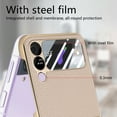 thumbnail image 2 of ELEHOLD for Samsung Galaxy Z Flip 4 Case Leather Protective Case with Tempered Glass Small Screen Protector Shockproof Anti-Scratch Phone Case for Galaxy Z Flip 4 2022, Khaki, 2 of 8