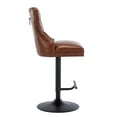 thumbnail image 2 of Guyou Modern PU Leather Swivel Bar Stools Set of 2, Adjustable Upholstered Curved Backrest Bar Stools with Button Tufted and Nailhead Decoration, Brown, 2 of 13