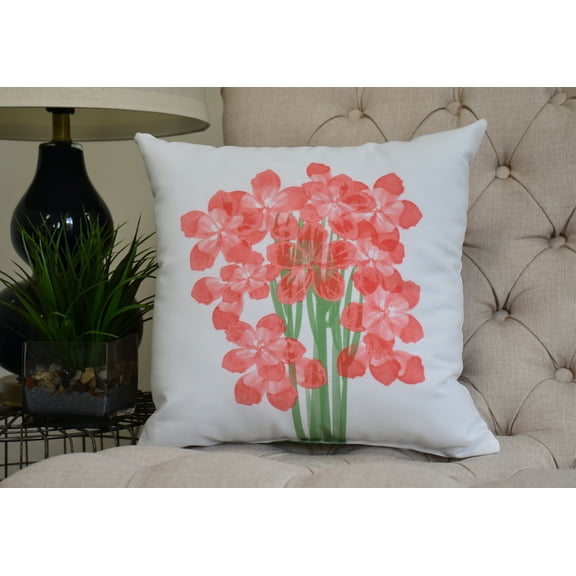 16 x 16 inch, Florpalida, Floral Print Pillow, Orange