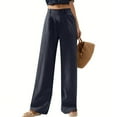thumbnail image 2 of Huankd Wide Leg Stretchy Work Pants Pull on Business Casual Pants for Women High Waisted Slacks Dress Pants Navy M, 2 of 7