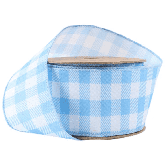 LaRibbons 2 1/2" Wired Ribbon | White/Spring Gingham | 10 Yard Roll | 4 Color Options