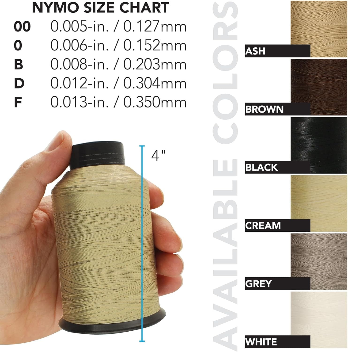 The Beadsmith Nymo Thread – Cream Color – Size D, .30mm Diameter, 3oz Cone, 1584 Yards/1448 Meters – Made of Nylon – Bead Embroidery & Weaving, Off Loom & Loom Work and DIY Craft Projects