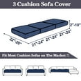 thumbnail image 4 of Sanmadrola Waterproof Couch Cushion Cover for Sectional Sofa,Slipcover Stain Resistant High Elasticity Wear-Resistant Striped Sofa Cover, Dark Blue 3 Piece Set for Furniture, Children, Pets, 4 of 7