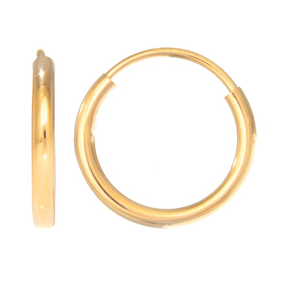 14K Yellow Gold Endless Hoop 10 mm Earrings