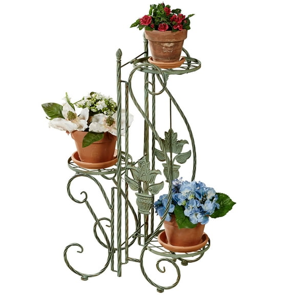 Mandi 3 Shelf Metal Plant Stand Seafoam 18”Wx9”Dx30”H