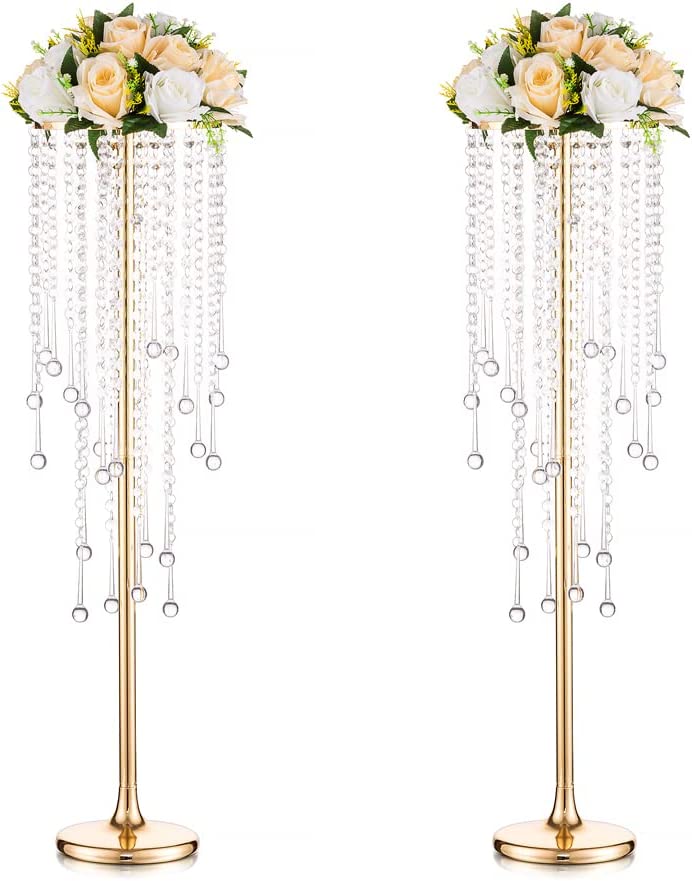 Nuptio Wedding Centerpieces for Table Decoration 30" Metal Gold Vase