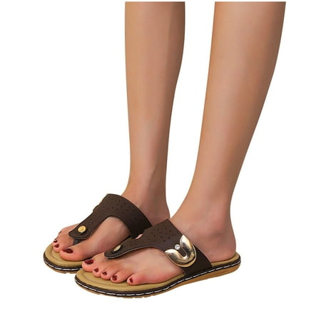 

YanHoo Clearance Women s Thong Slide Sandals - Summer Dressy Bohemian Slip On Flat Sandals Cute Low Wedge Flip Flop Summer Open Toe Sandal Shoes