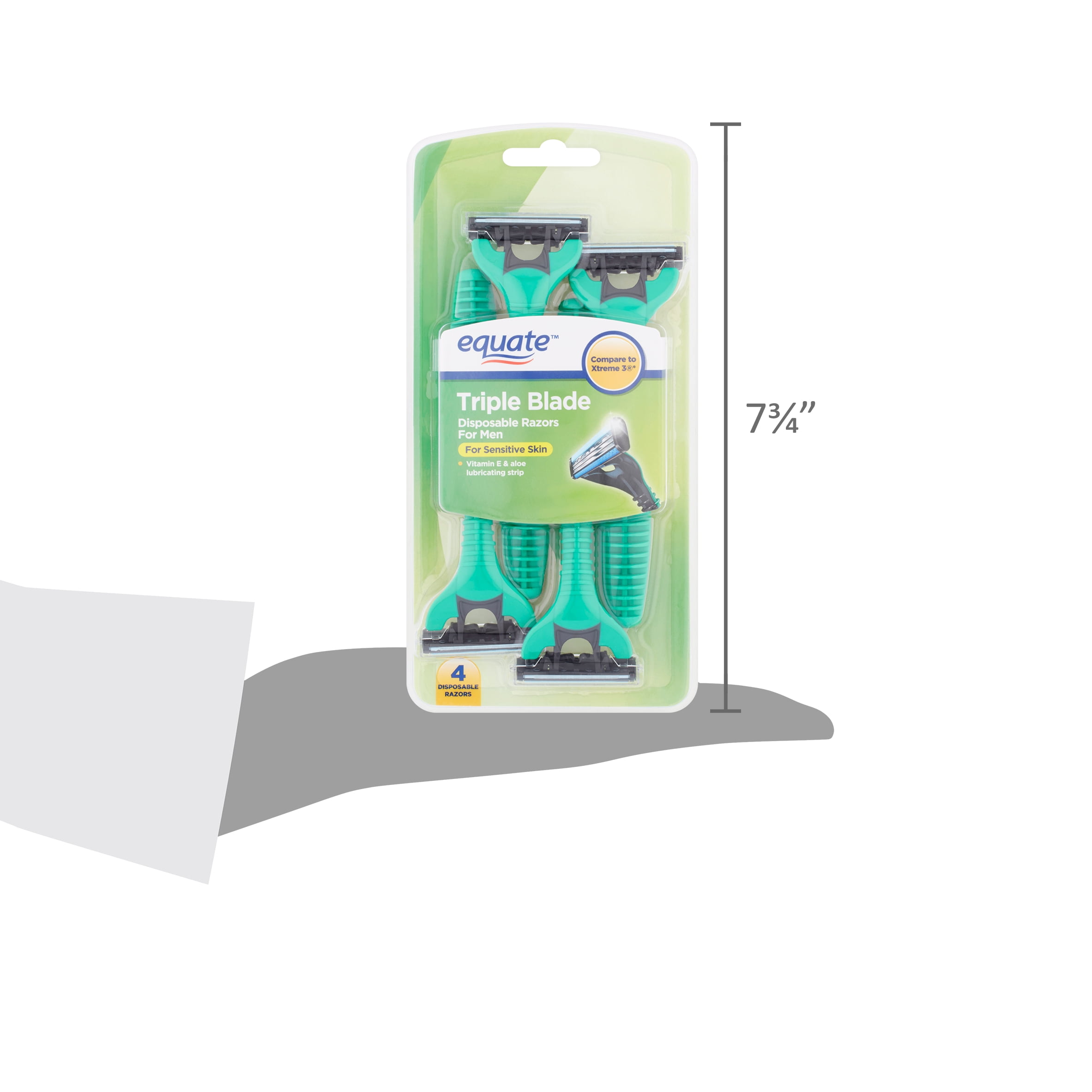 Equate Triple Blade Disposable Razors for Men, 4 count