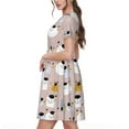 thumbnail image 2 of Gukieu Cute Hand Drawn Bear Print Women's Short Sleeve Dress, Elastic Waistband A-line with Pockets Summer Dress, Suitable for Daily Leisure, Work, Vacation, 2 of 6