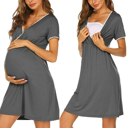 

Shldybc Delivery/Labor/Nursing Nightgown Women s Maternity Hospital Gown/Sleepwear for Breastfeeding Sleep Dress Maternity Clothes Summer Dress on Clearance