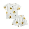 thumbnail image 3 of Toddler Boys Summer Outfits Cartoon Pattern Print Short Sleeve Tops and Shorts Clothes Outfits Set Size 18-24 Months ,Orange, 3 of 3