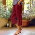 thumbnail image 3 of BUIGTTKLOP Plus Size Capri Pants for Women High Waisted Cropped Lounge Pants Side Split Casual Summer Ladies Pull on Capris, 3 of 8