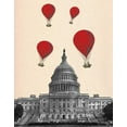 thumbnail image 2 of Fab Funky 12x14 White Modern Wood Framed Museum Art Print Titled - US Capitol Building and Red Hot Air Balloons, 2 of 4