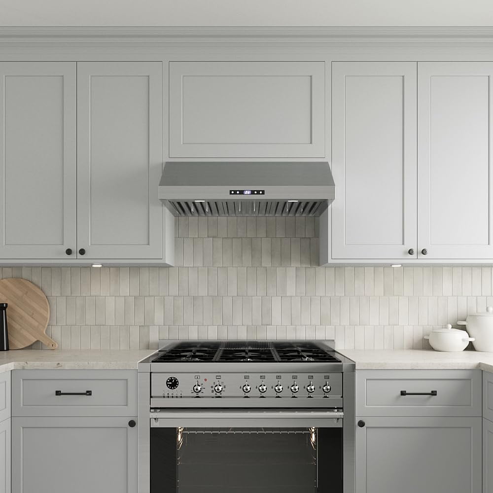 Streamline 30 in. Lozza Convertible Undermount 406 CFM Range Hood in Brushed Stainless Steel with Baffle Filters, Touchpad Control, LED Lights
