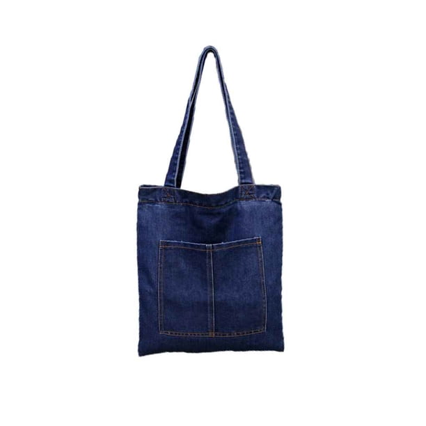 Sonducket Bolso de hombro de lona para mujer Bolso de compras de gran capacidad de mezclilla de estudiante Bolsas de mensajero y de hombro azul oscuro Tipo 1