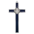 thumbnail image 2 of 5.25" Silver-Tone St. Benedict Crucifix with Blue Enamel Inlays, 2 of 2