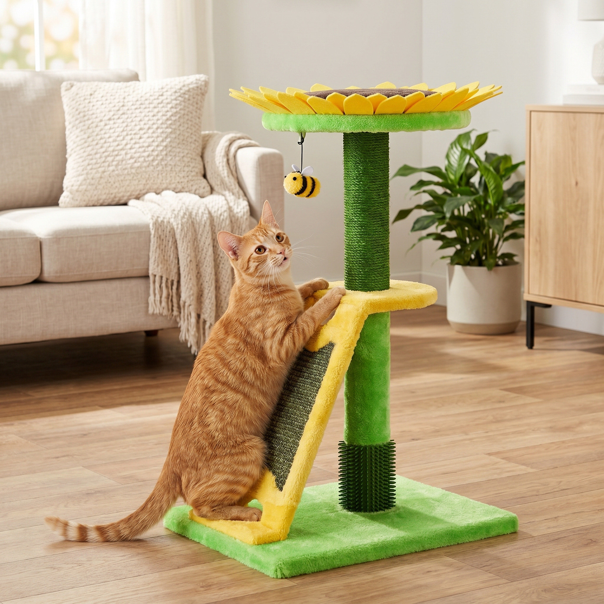 Vibrant Life Sunflower Scratch Post with Massager photo 3