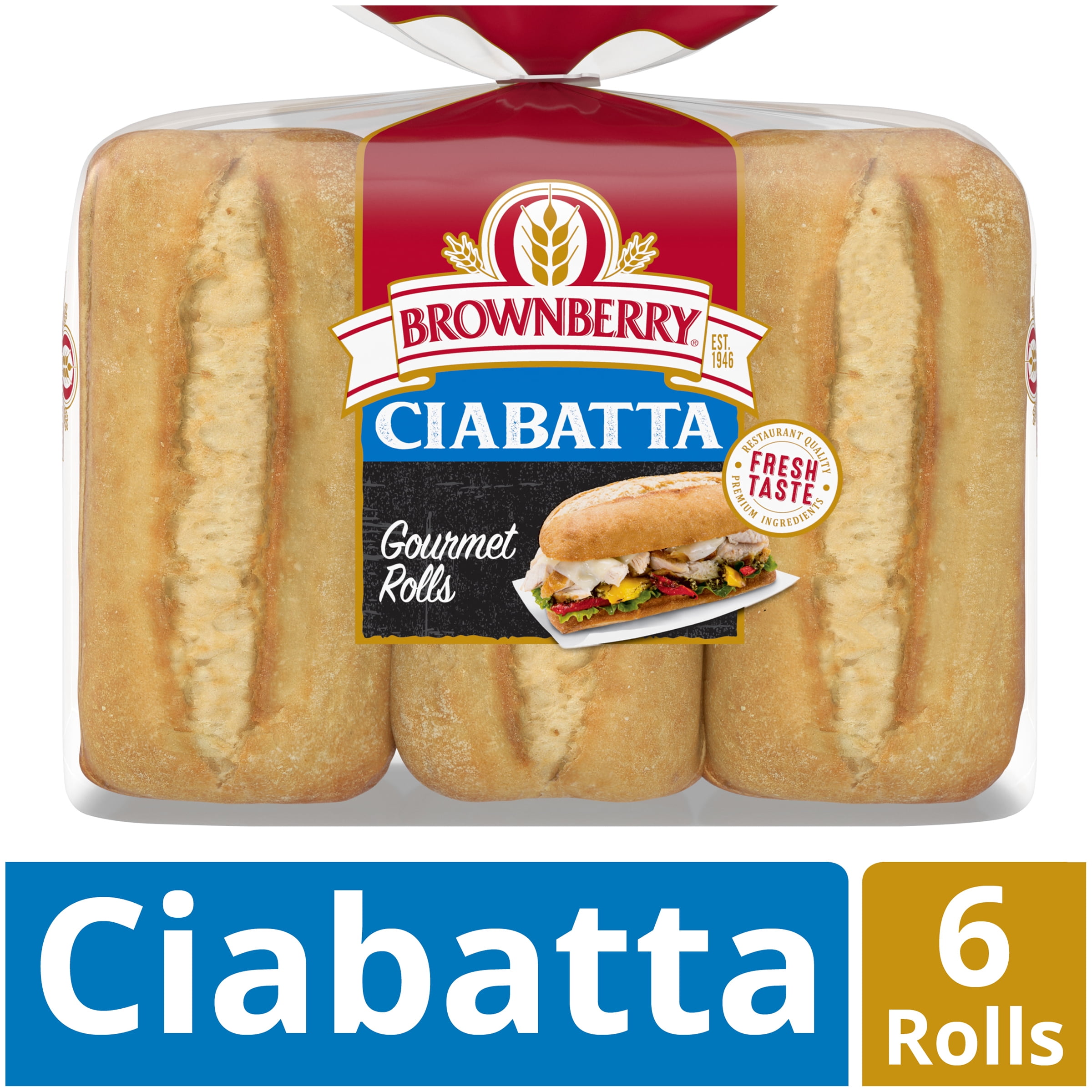 Brownberry Ciabatta Gourmet Buns, 6 count, 23 oz
