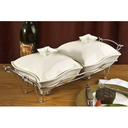 Godinger Ceramic Double Warmer Chafing Dish Godinger Ceramic Double Warmer Chafing Dish