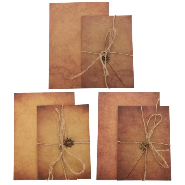 CIMAXIC 3 Sets Retro Writing Paper and Envelopes Vintage Style Blessing Envelopes,7.87"X5.51"X0.04"