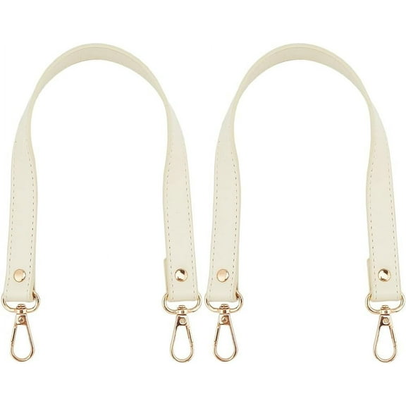 2Pcs PU Leather Bag Strap Replacement 15" Long Leather Purse Handle 3/4" Wide Short Shoulder Bag Straps with Metal Swivel Clasps for Underarm Handbag Tote Satchel Purse Making Old Lace DIY