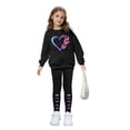 thumbnail image 2 of OOOUM girls 2 Piece Athletic Outfits Set Long Sleeve Hoodie And Leggings girls Outdoor Activities clothes sets Black 4-5 Years, 2 of 8