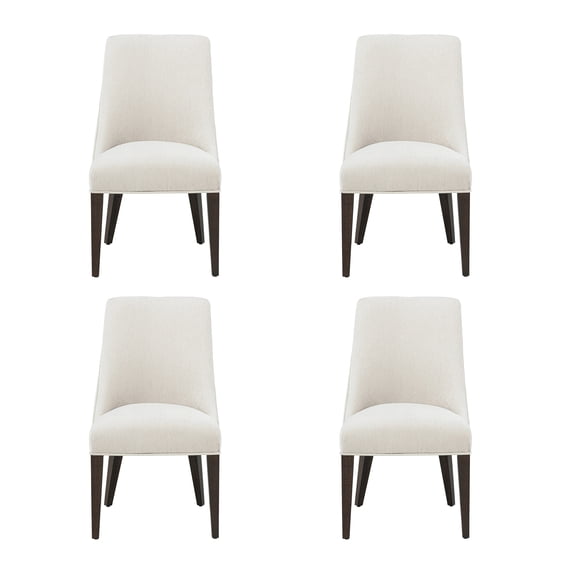 Beever Cream Chenille Dining Chair with Rubberwood Legs - Set of 4