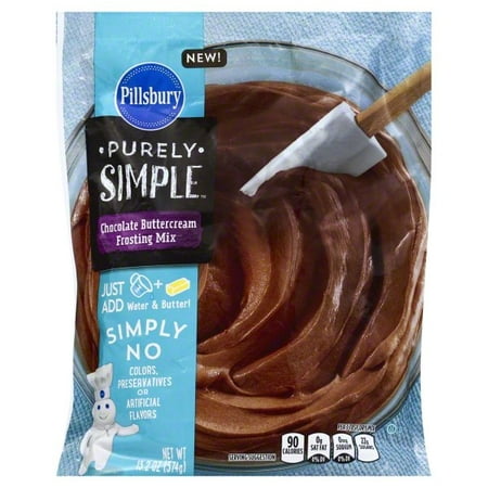 (4 Pack) Pillsbury Purely Simple Chocolate Buttercream Frosting Mix, 13.2
