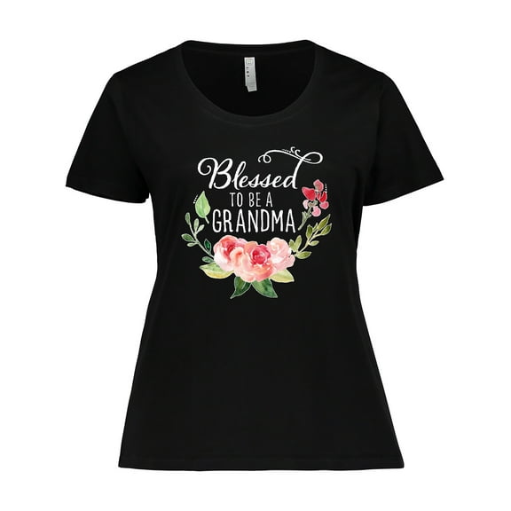 Inktastic Blessed to Be a Grandma with Flowers Women's Plus Size T-Shirt