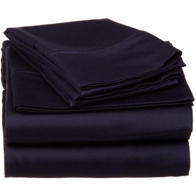 530 Thread Count Egyptian Cotton Full Sheet Set Solid Navy Blue