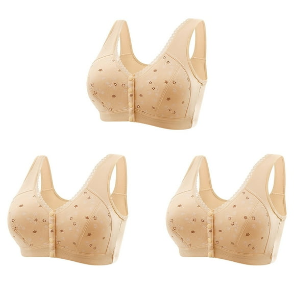 3PC Front Fastening Bras for The Elderly Women Plus Size Non Wired Comfortable Push Up Everyday Sports Bras Wireless Full Cup Bralettes M-7XL