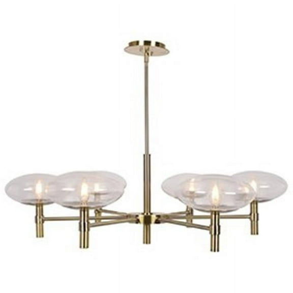 Access lighting 52093LEDDLP-BB-CLR 12.25 x 37.5 in. Grand 6-Light Round Chandelier, Brushed Brass