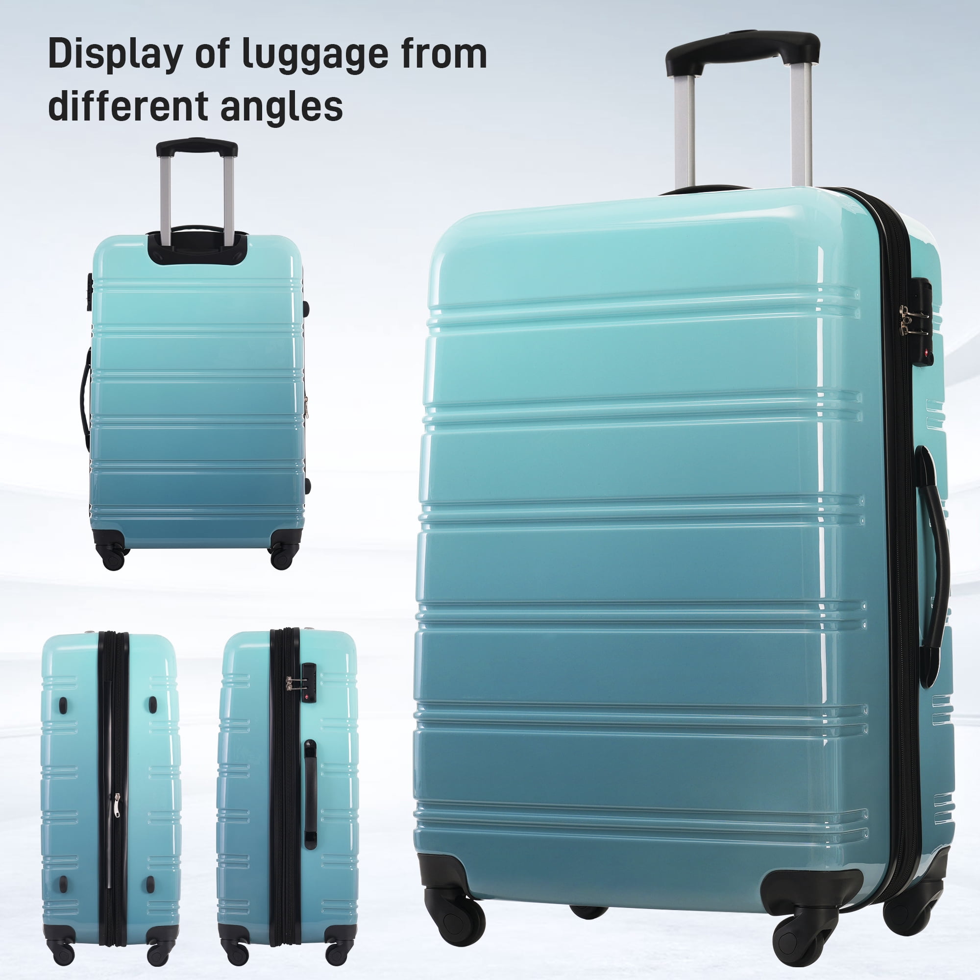 MAYEERTY 3-Piece Gradient Color PC Hardshell Luggage Set - Expandable Scratch-Proof with TSA Lock & Spinner Wheels