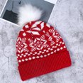 thumbnail image 1 of Christmas series snowflake, knitted hat, wool ball, woolen hat, red, 1 of 2