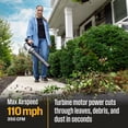thumbnail image 2 of Westinghouse Cordless 20V Leaf Blower with 4Ah Battery and Charger, 350 CFM and 110 MPH Max Airspeed, 2 hr. Charge Time with Variable Speeds, 2 of 11