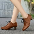 thumbnail image 4 of IUJSOY Kitten Heels for Women Vintage Wingtip Pointed Toe Oxfords Lace up Dress Shoes for Work, 4 of 7