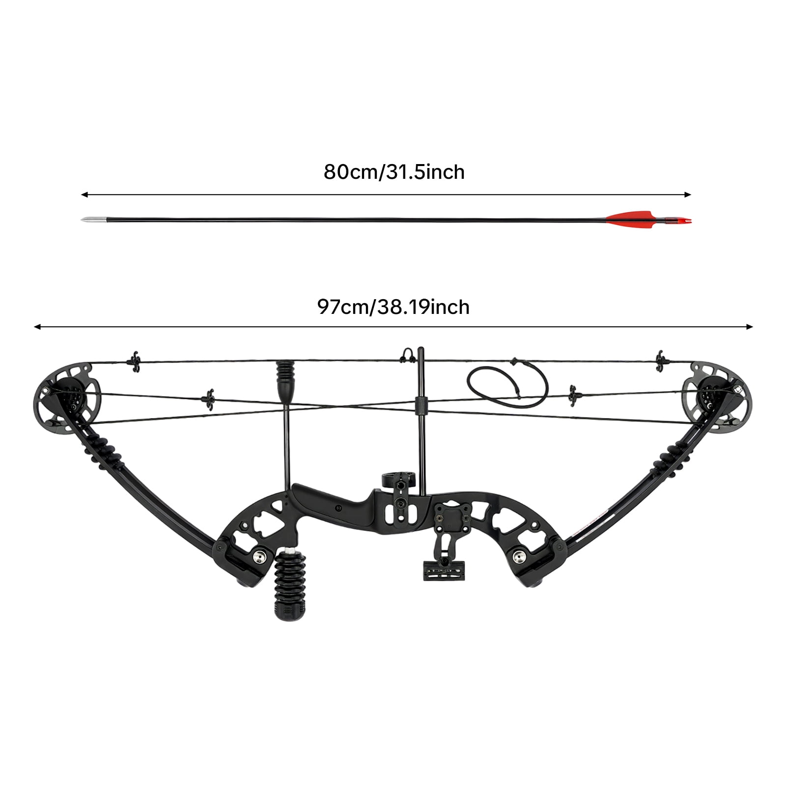 Black Compound Bow Kit with 12 Arrows Right Hand Archery Hunting Set 30-55lbs