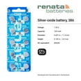 thumbnail image 2 of Renata 386 SR43W Batteries - 1.55V Silver Oxide 386 Watch Battery (50 Count), 2 of 5