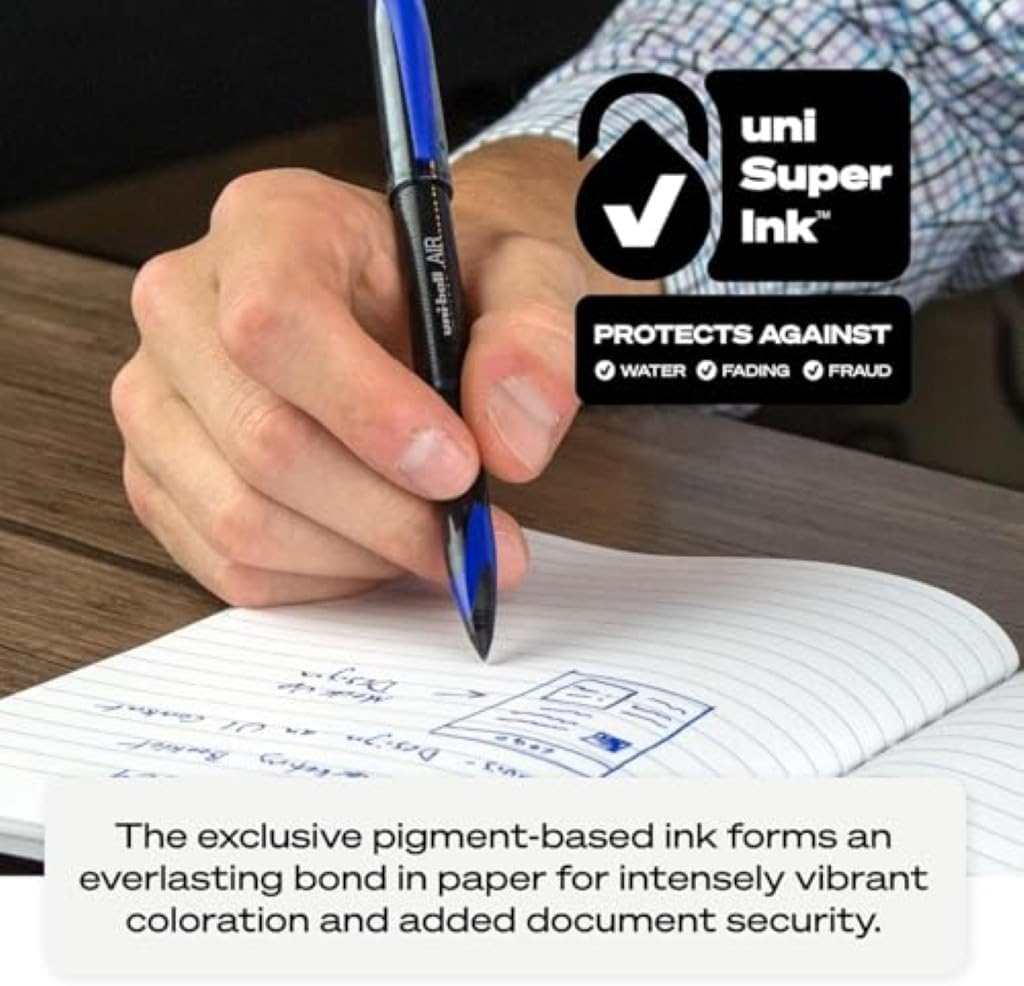 uniball Air Porous Point Pens, Medium Point (0.7mm), Blue, 12 Pack