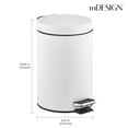 thumbnail image 3 of Cubo de basura metálico Pedal Bin mDesign de 3 litros para baño y cocina, color blanco, 3 of 7
